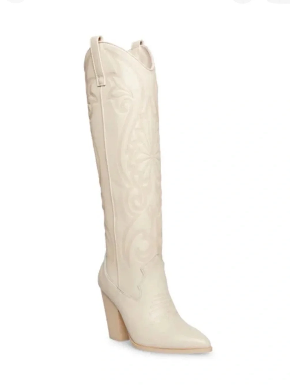 Steve Madden White Over-the-Knee Western Block Heel Boots